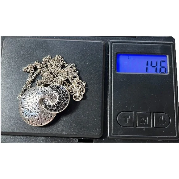 John Hardy Radial Classic Chain Collection Pendant Necklace With Black Sapphires